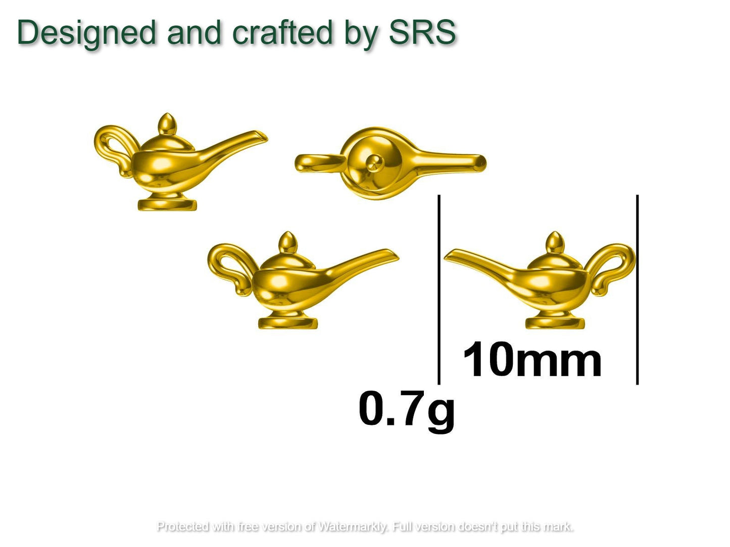 Aladdin's Magic Lamp Stud Earrings in Sterling Silver, Cute Genie Stud, Fairy tale Inspired Design