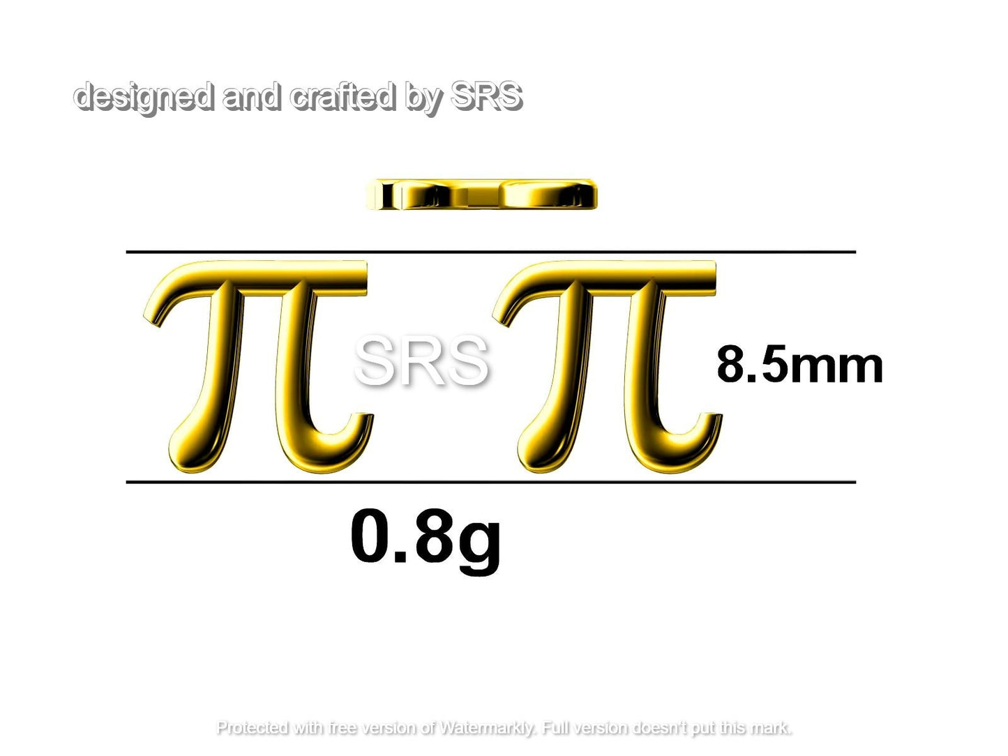 Sterling Silver Pi Stud Earrings - Mathematical Earrings, Silver, Gold or Rose Gold, Math, Geeky, Fun, Cute Fun, Whimsical