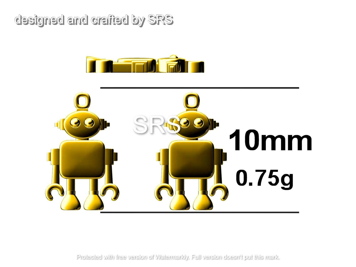 Sterling Silver Little Robot Stud Earrings - Fun, Cute Fun, Whimsical