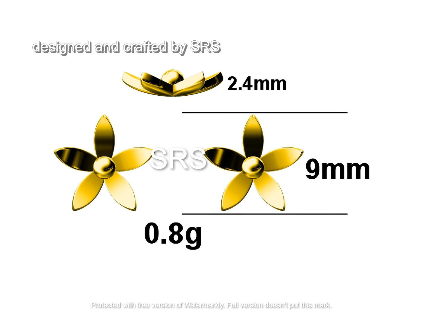 Jasmine Flower Stud Earrings in Sterling Silver - Cute Flower Blossom Earrings - Fun, Whimsical