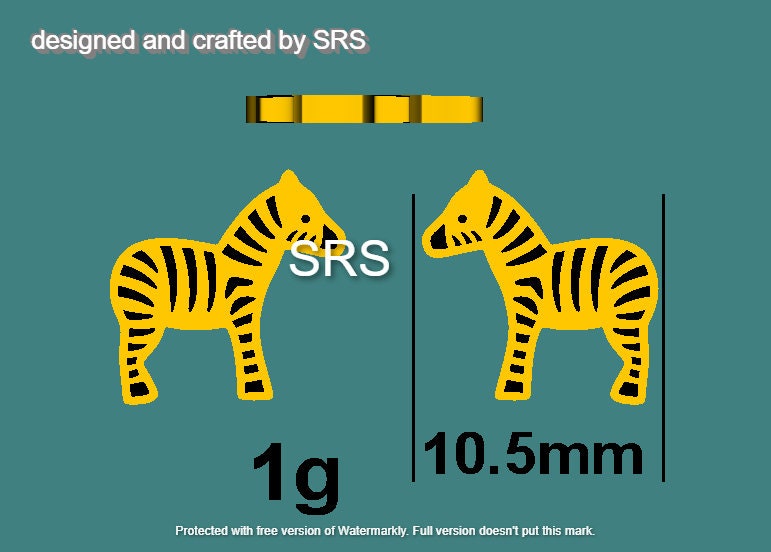 Zebra Stud Earrings in Sterling Silver - Animal Stud Earrings - Cute, Fun, Whimsical