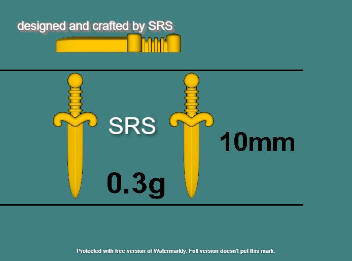 Tiny Dagger Sword Internally Threaded Flat Back Earrings / Stud Earrings in Sterling Silver - Stacking Earrings - Ear Stacks