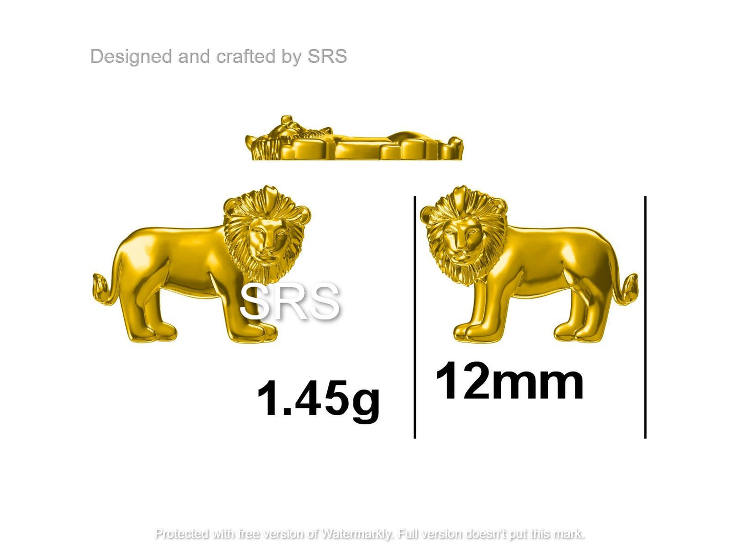 Tiny Little Lion Stud Earrings in Sterling Silver - Two Tone Gold and Silver Earrings - Cute Animal Earrings - Fun, Whimsical