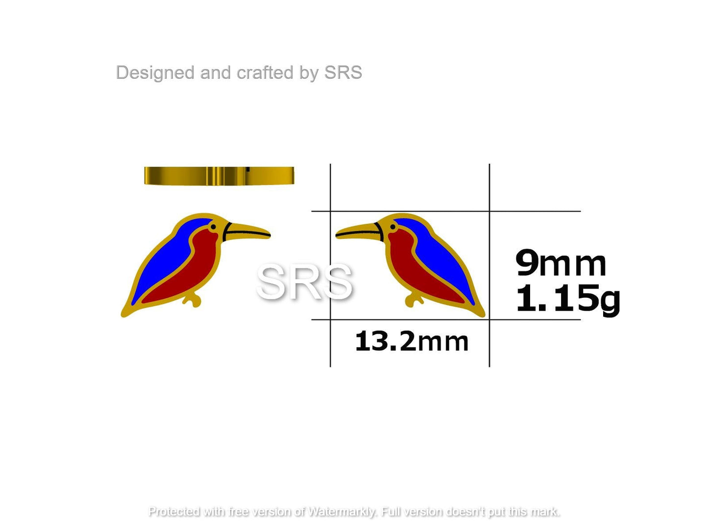 Opal Kingfisher Bird Stud Earrings in Sterling Silver, Blue Opal Bird Earrings, Nature Inspired Design