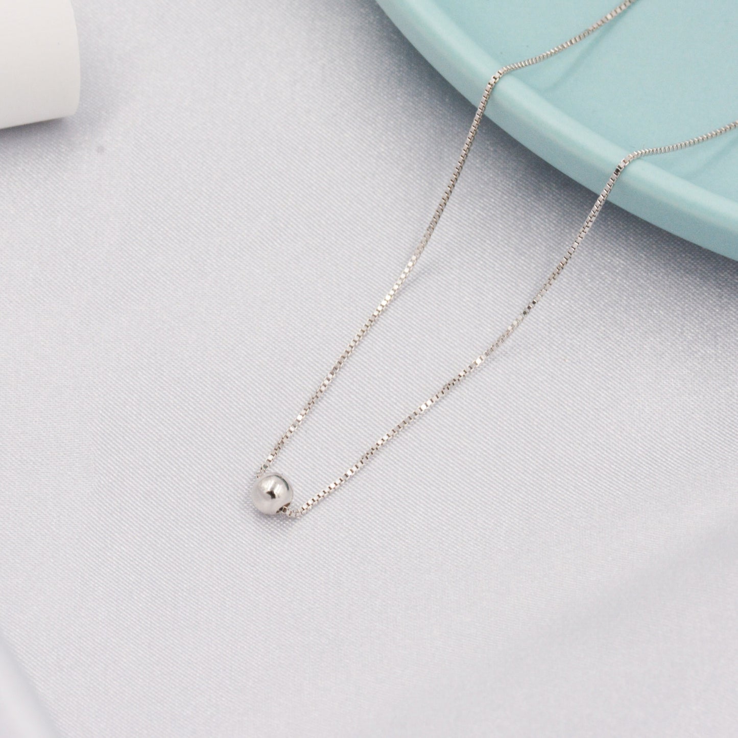 Single Bead Collar Necklace in Sterling Silver, Minimalist Ball Choker Necklace, Simple Choker Necklace