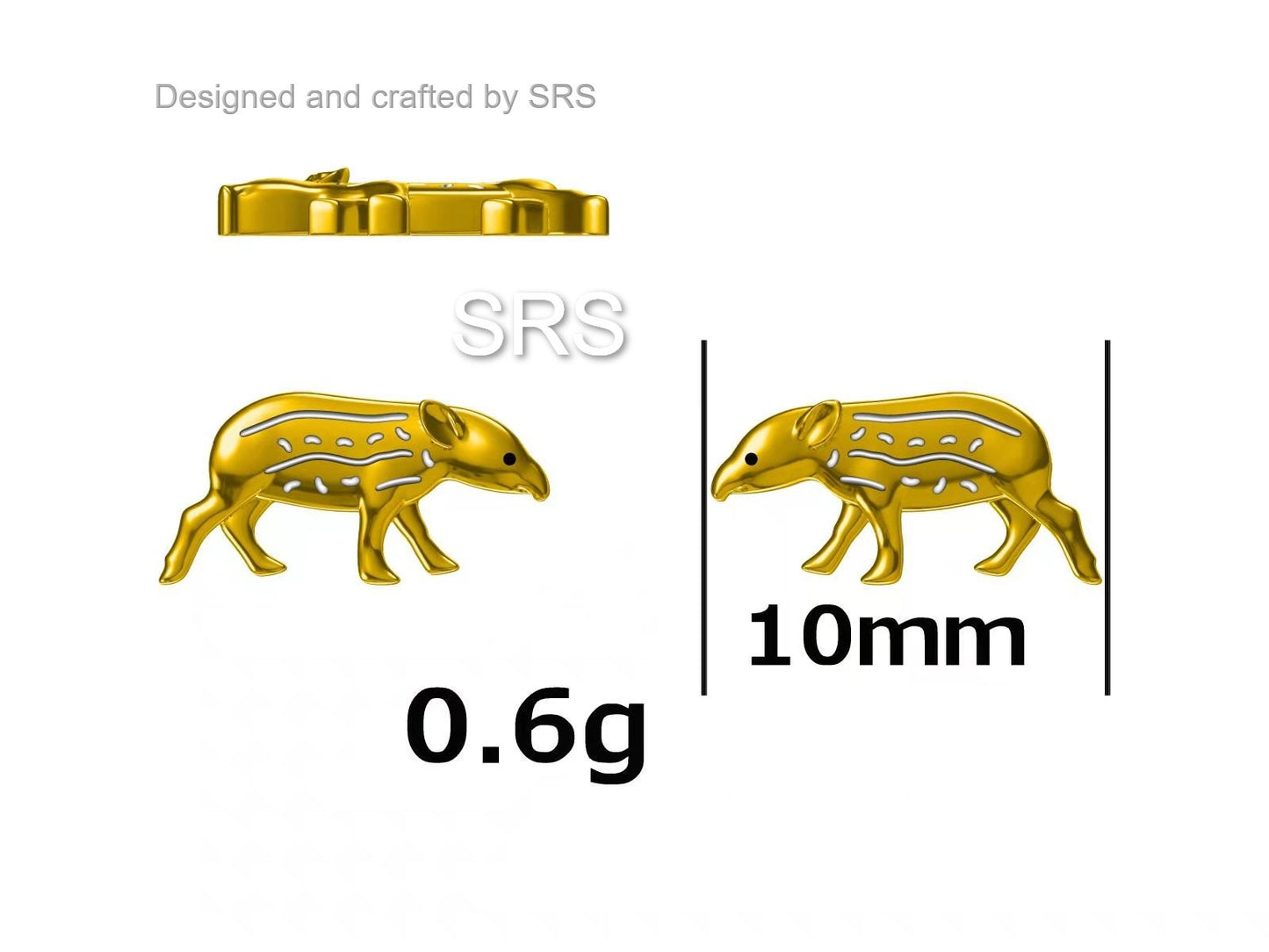 Extra Tiny Baby Tapir Stud Earrings in Sterling Silver, Silver Animal Earrings, Nature Inspired Jewellery