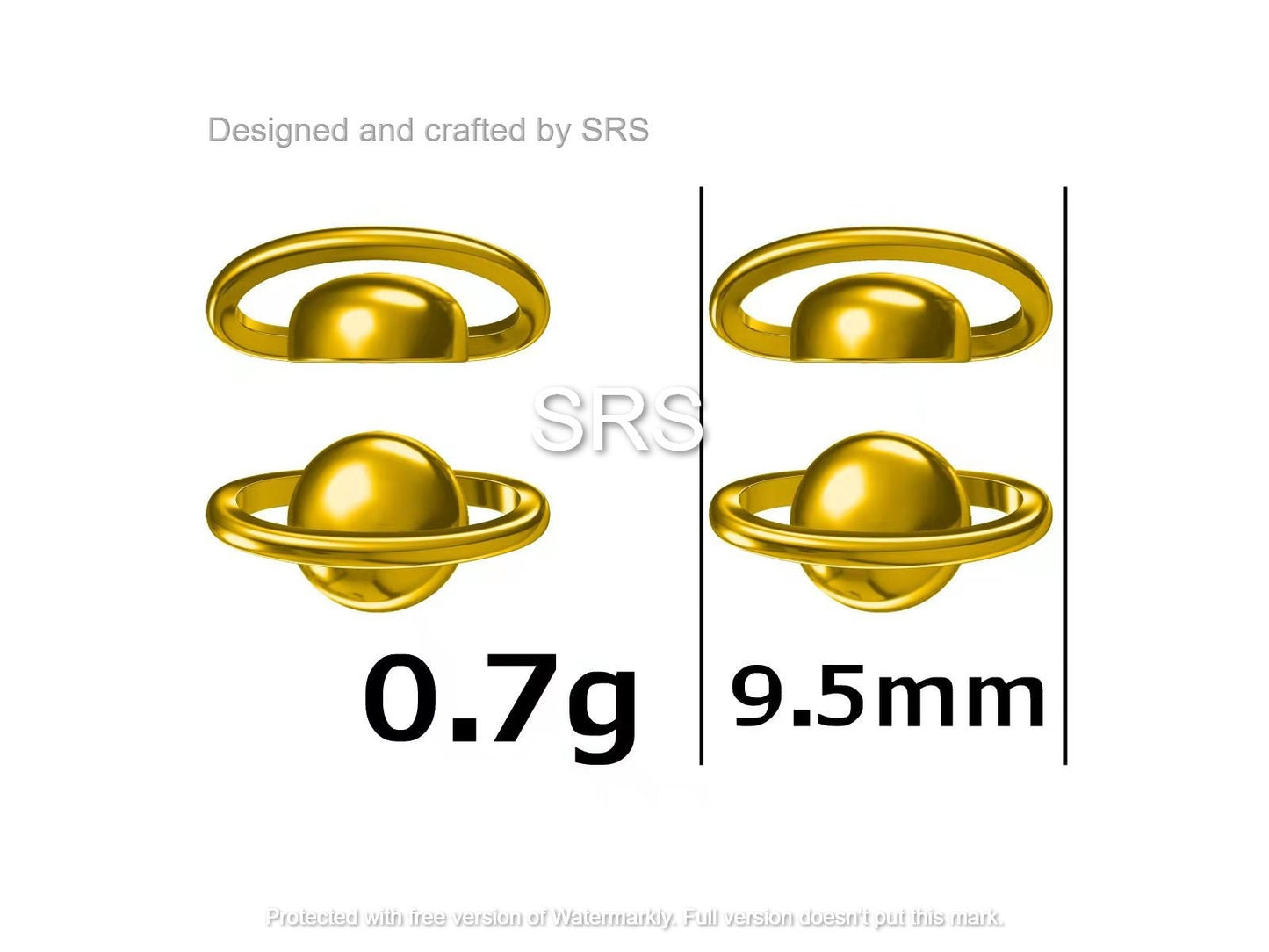 Planet Stud Earrings in Sterling Silver, Two Tone Silver Space Earrings, Saturn Earrings