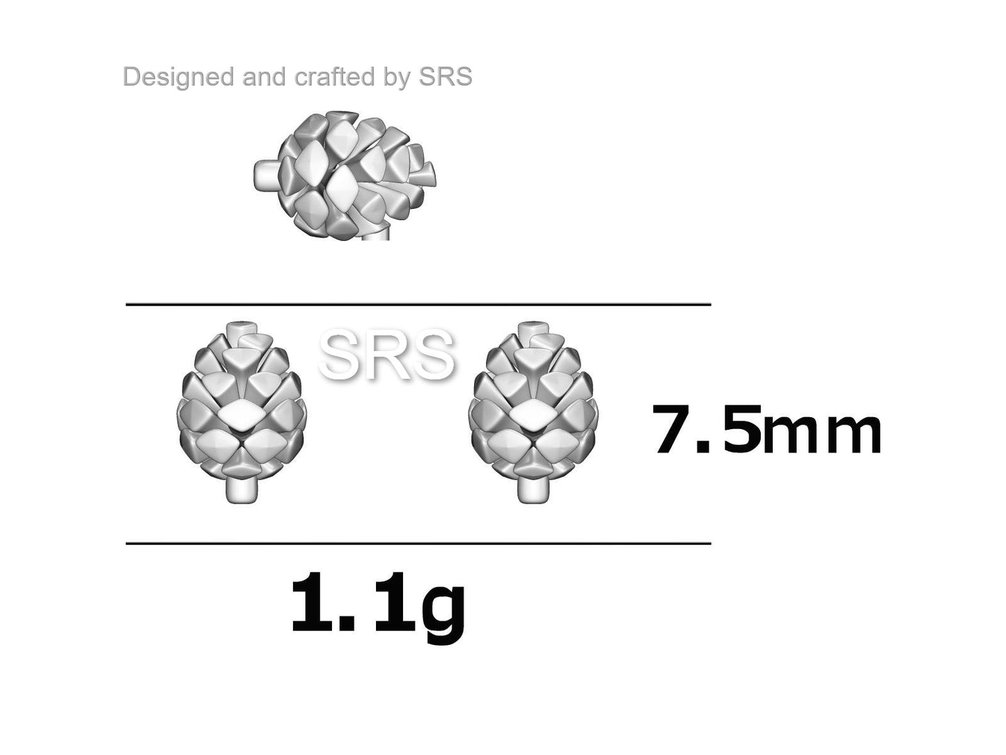 Pine Cone Stud Earrings in Sterling Silver, Silver or Gold, Tiny Pinecone Stud Earrings, Nature Inspired, Stacking Earrings