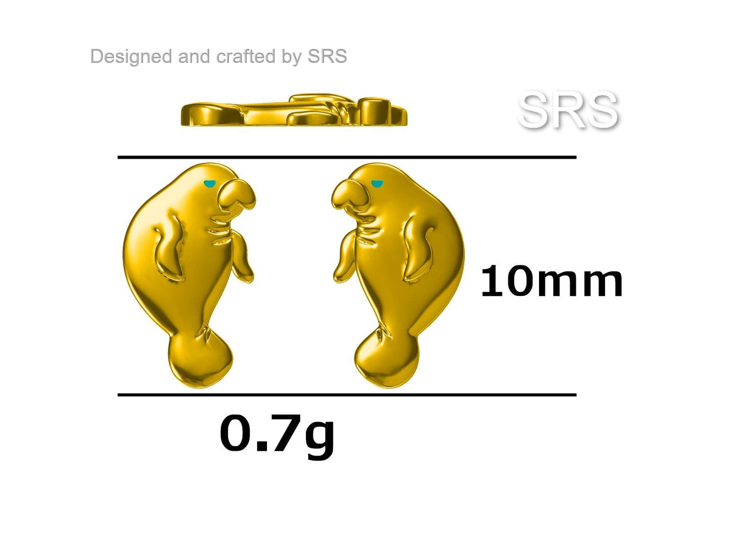 Manatee Stud Earrings in Sterling Silver, Nature Inspired Animal Earrings