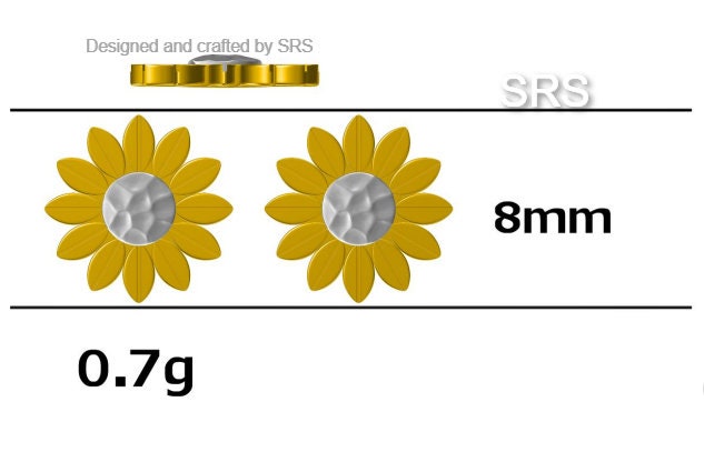 Little Sunflower Flower Stud Earrings in Sterling Silver - Cute Flower Blossom Daisy Earrings - Fun, Whimsical