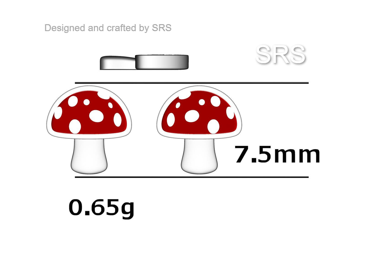 Mushroom Stud Earrings in Sterling Silver, Hand Painted Enamel, Fly Agaric, Nature Inspired Plant Earrings, Fungus Earrings