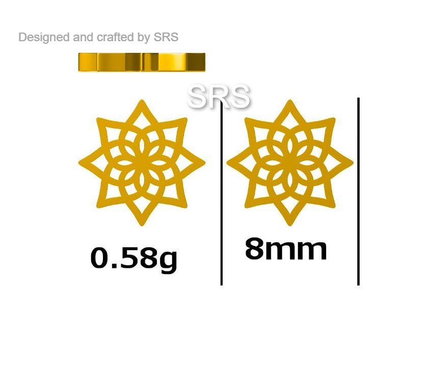 Mandala Flower Stud Earrings in Sterling Silver, Silver or Gold, Mandala Earrings, Geometric