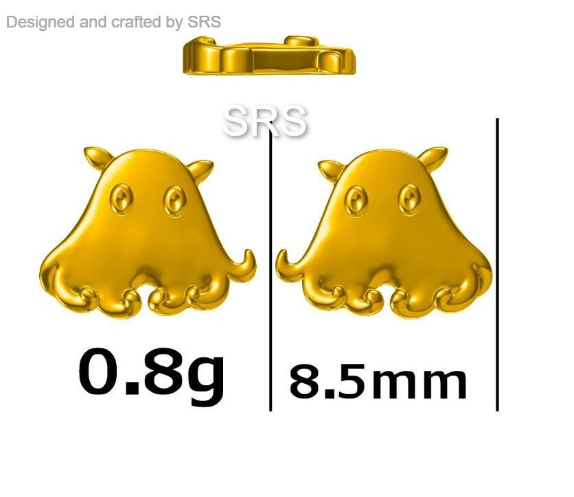 Umbrella Octopus Stud Earrings in Sterling Silver, Silver or Rose Gold, Ocean Animal Earrings, Nature Inspired