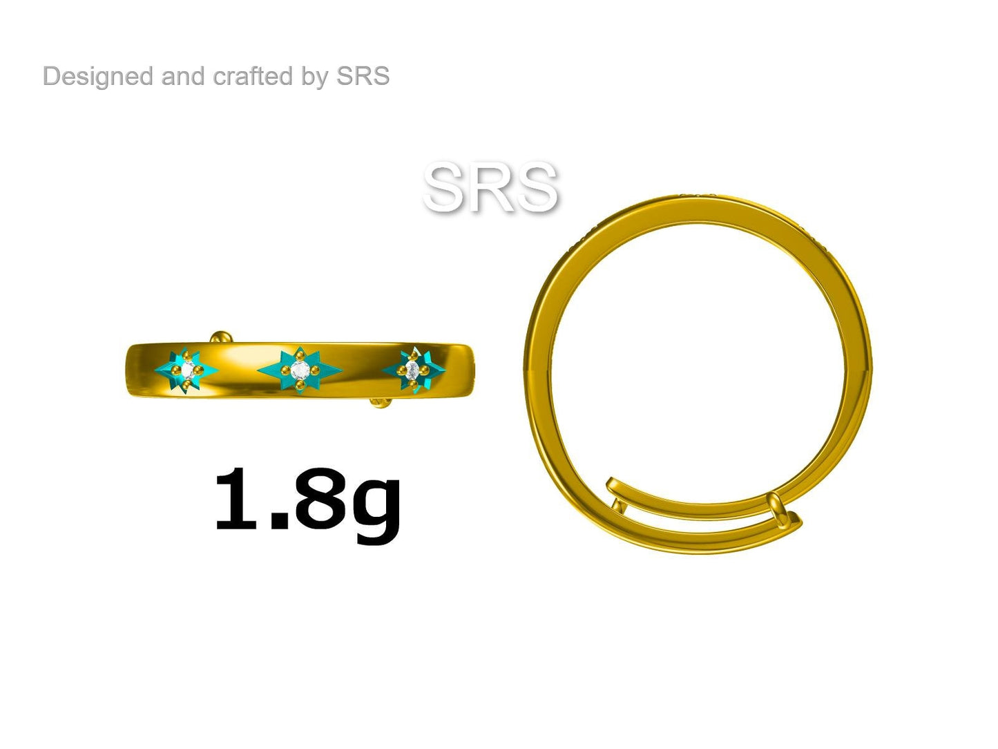 Starburst Ring in Sterling Silver, Adjustable Ring, Silver or Gold, CZ Star Ring, North Star Ring Band