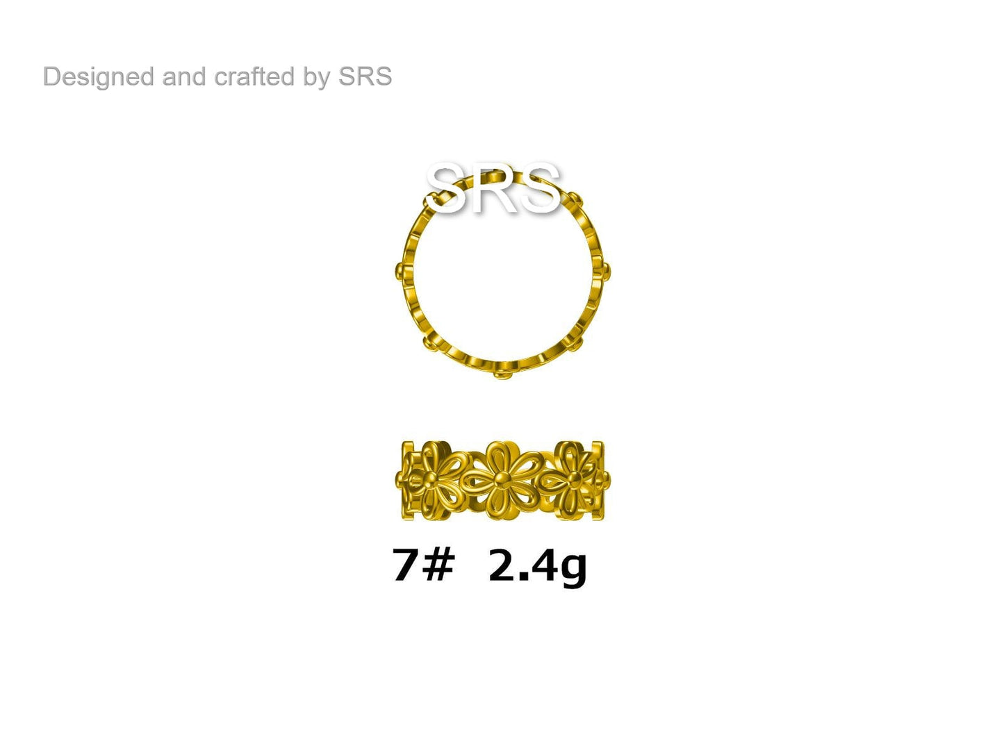 Forget-me-not Flower Infinity Ring in Sterling Silver, Flower Ring, Silver and Gold Floral Ring, US 5-8