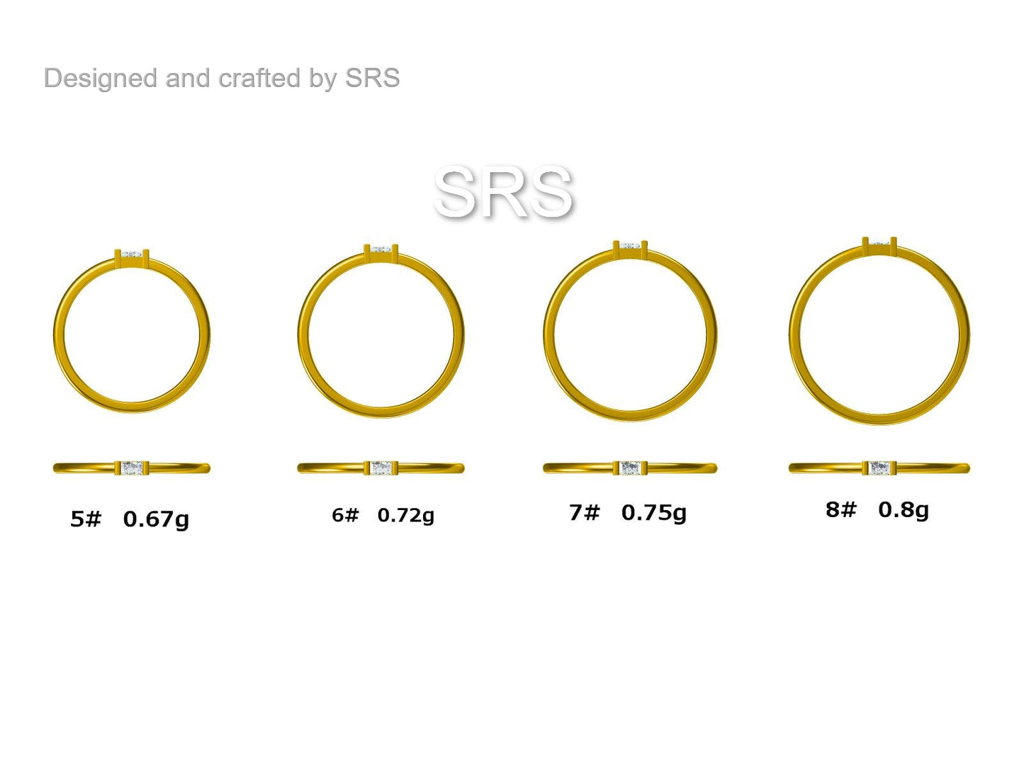 Emerald Green Baguette CZ Ring in Sterling Silver, Silver or Gold, Minimalist Single Baguette CZ Ring US 5 - 8