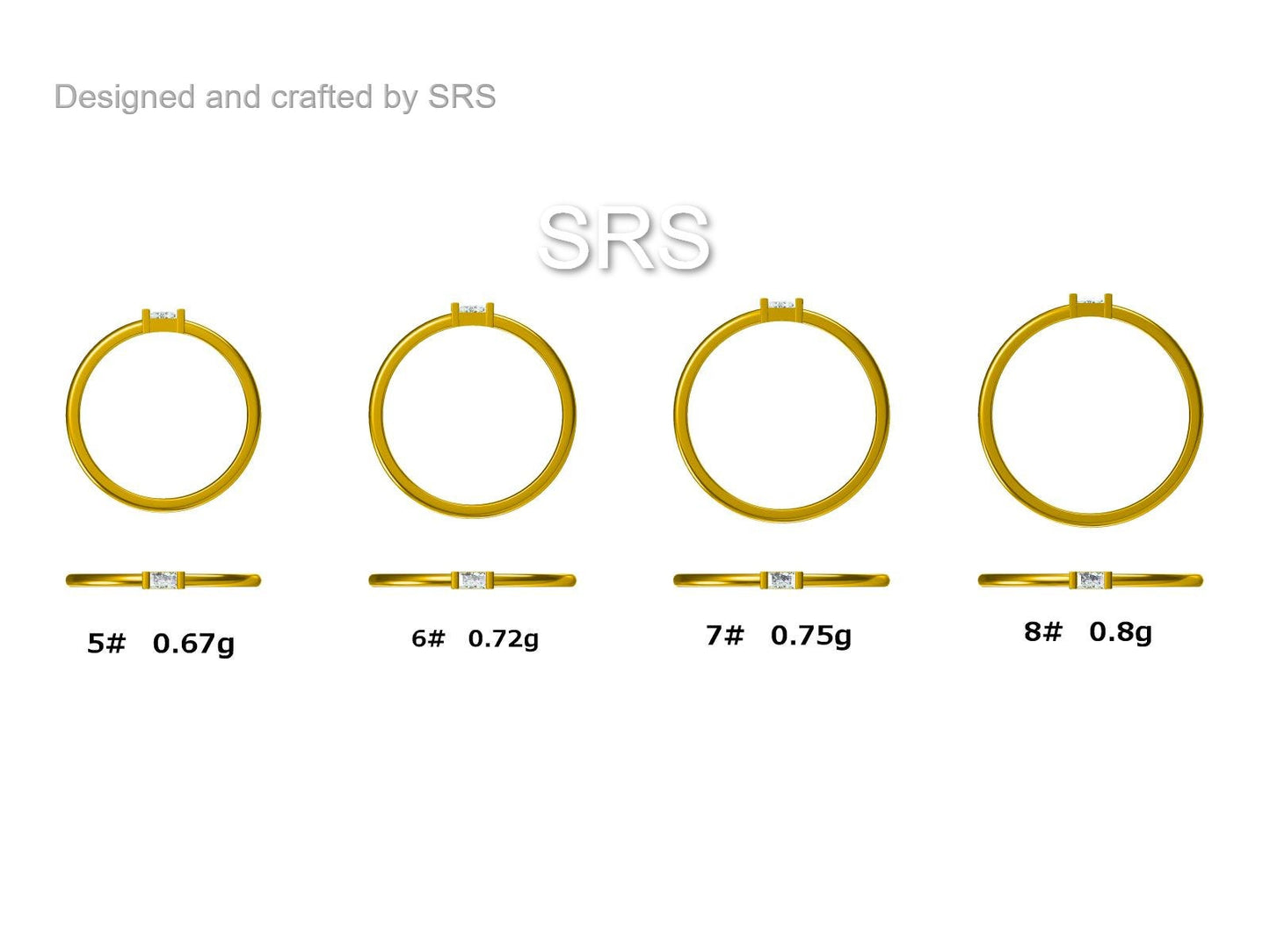 Single Baguette CZ Ring in Sterling Silver, Silver or Gold, Minimalist CZ Ring US 5 - 8