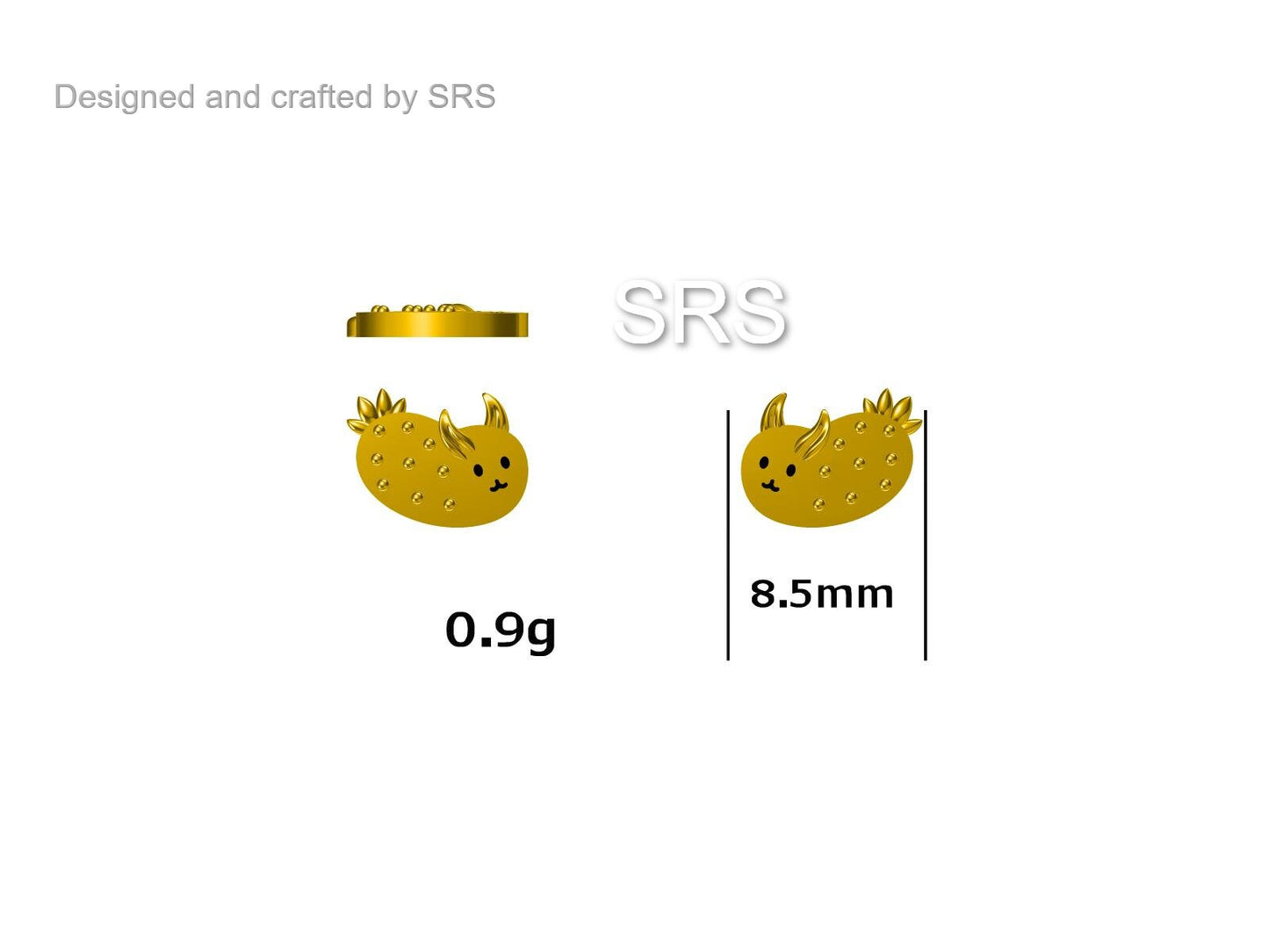 Cute Sea Bunny Stud Earrings in Sterling Silver, Sea Slug Earrings, Sea Rabbit Earrings, Nature Inspired Animal Earrings, Ocean Animal