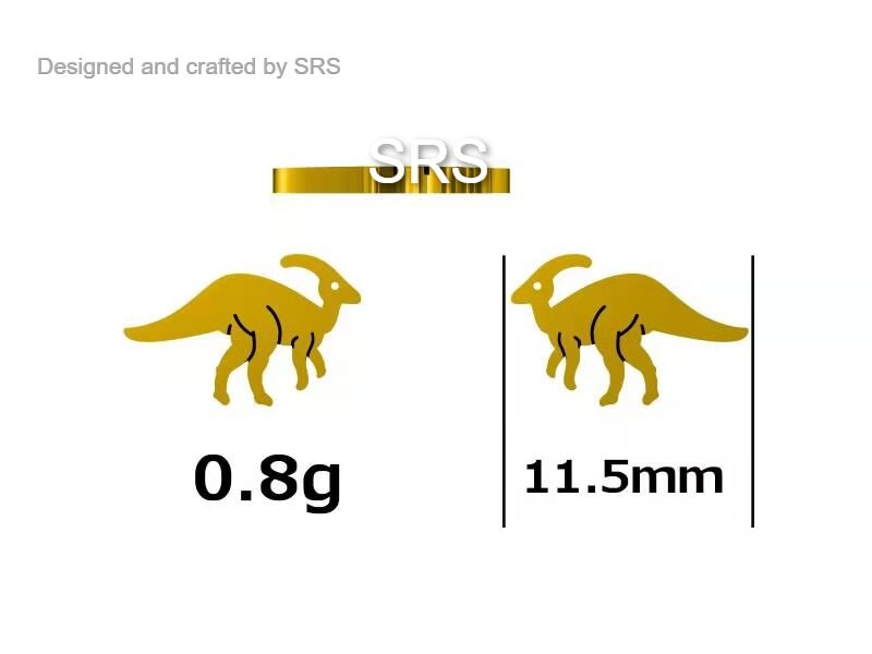 Mismatched Parasaurolophus and Triceratops Dinosaur Stud Earrings in Sterling Silver, Asymmetric Dinosaur Earrings