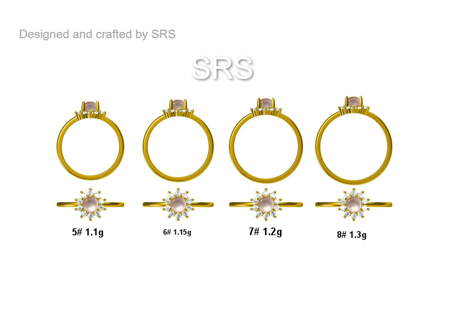 Genuine Citrine Halo Ring in Sterling Silver, US 5 - 8, Natural Citrine Gemstone Ring, Crystal Flower Ring