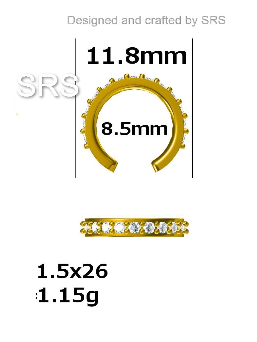 Sapphire Blue Ombre CZ Ear Cuff in Sterling Silver, Silver or Gold, Simple Piercing Free Earrings, Minimalist Ear Cuff, Blue CZ Ear Cuff