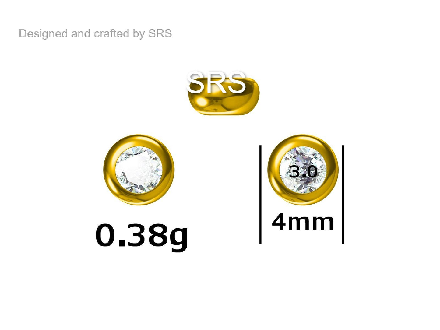 Sterling Silver Diamond CZ Stud Earrings, 4mm April Birthstone CZ Earrings, Silver, Gold or Rose Gold, Stacking Earrings