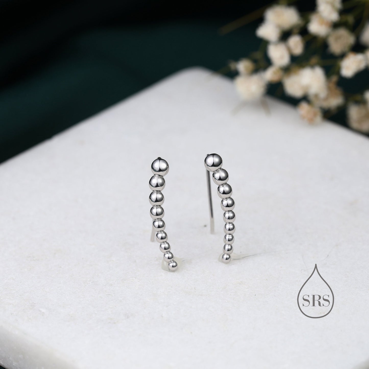 Dotted Pebble Crawler Earrings in Sterling Silver, Silver, Gold or Rose Gold, Beaded Ear Crawlers, Dots Ball Crawler, Bobble Crawlers