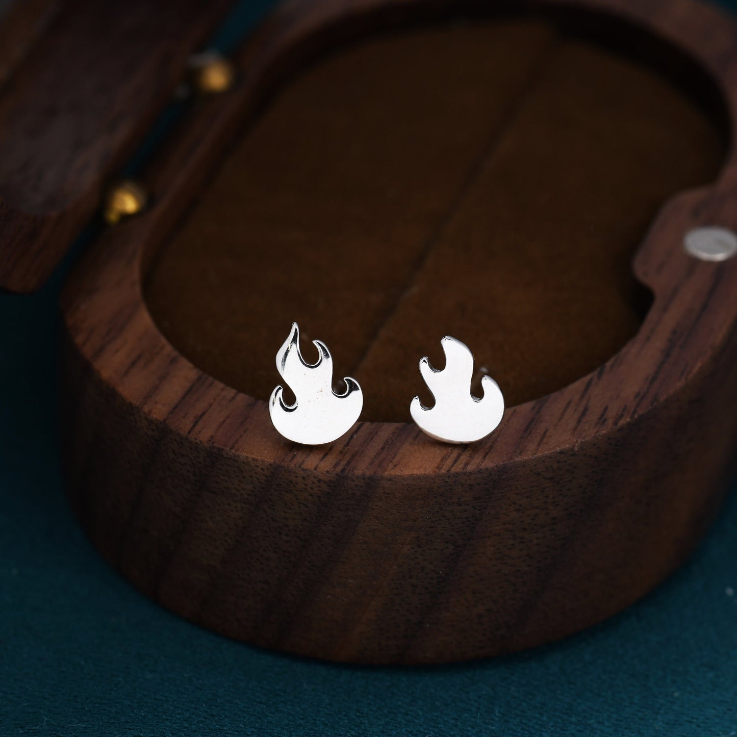 Fire Flame Stud Earrings in Sterling Silver, Silver, Gold or Rose Gold, Nature Inspired.