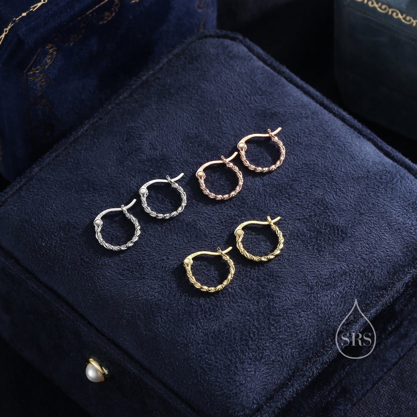 Sterling Silver Braided Huggie Hoops, Twist Hoops, Polished or Oxidised Finish, Intertwining Hoop Earrings, Dainty Huggie Hoops Earrings