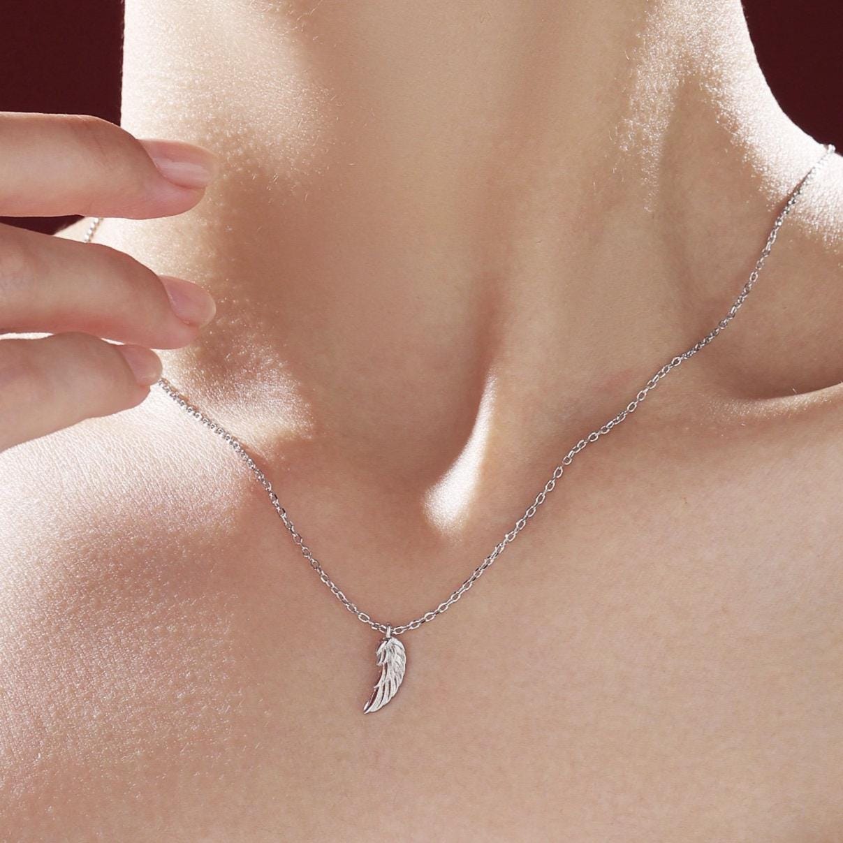 Collier Argent Sterling Avec Pendentif Ange Creux - Longueur 30" - Occasion