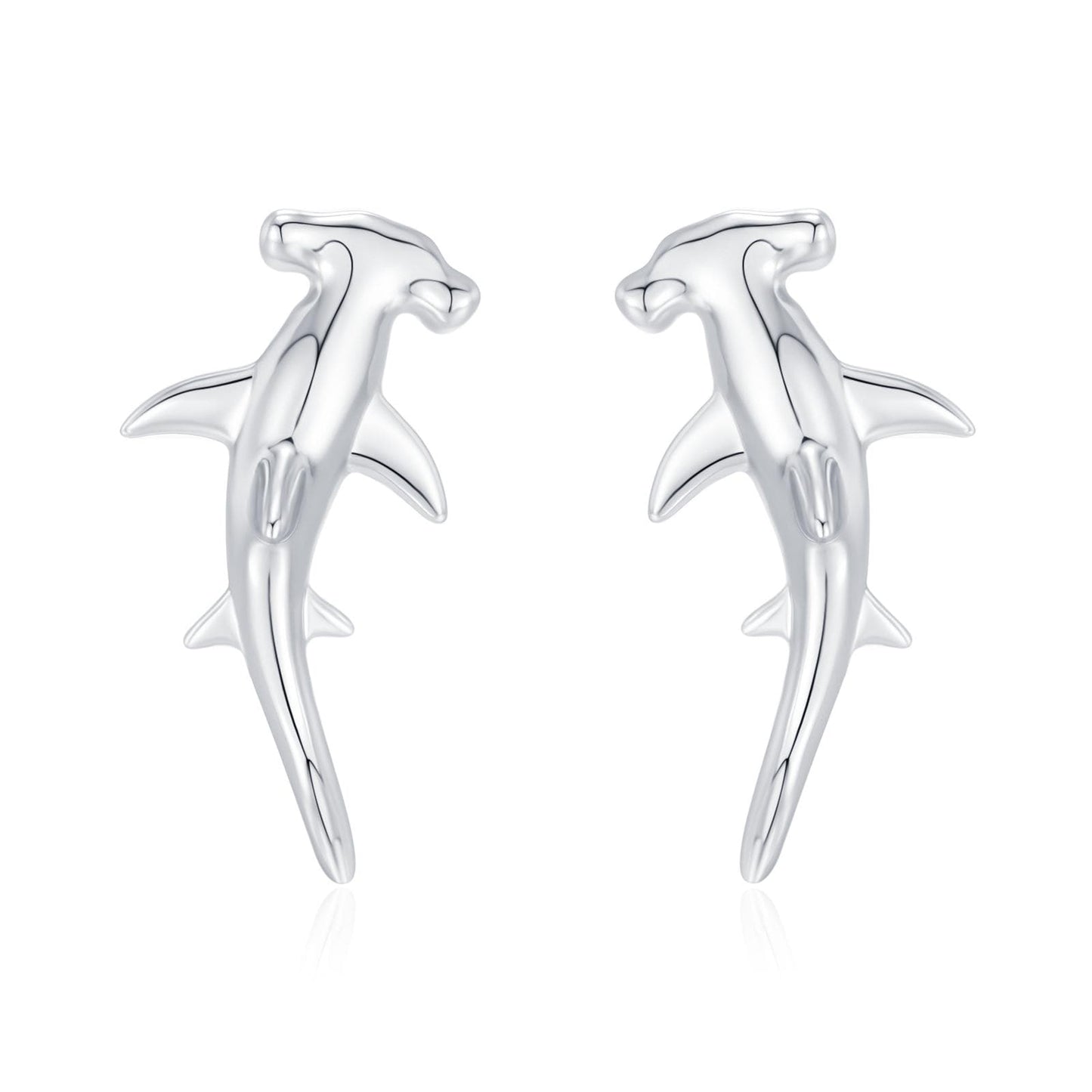 Sterling Silver Hammerhead Shark Stud Earrings