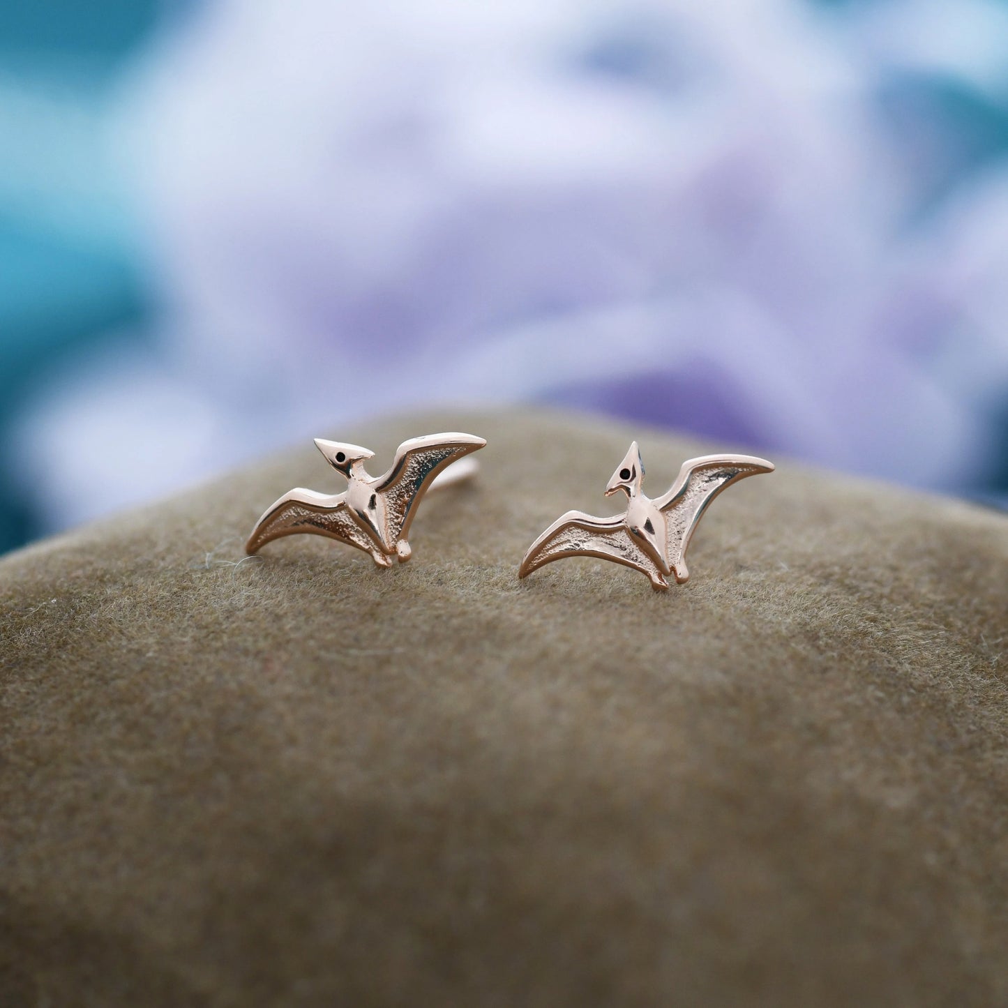 Extra Tiny Pterosaurs Flying Dinosaur Screw Back / Internally Threaded Flat Back / Stud Earrings in Sterling Silver, Cute, Fun, Whimsical