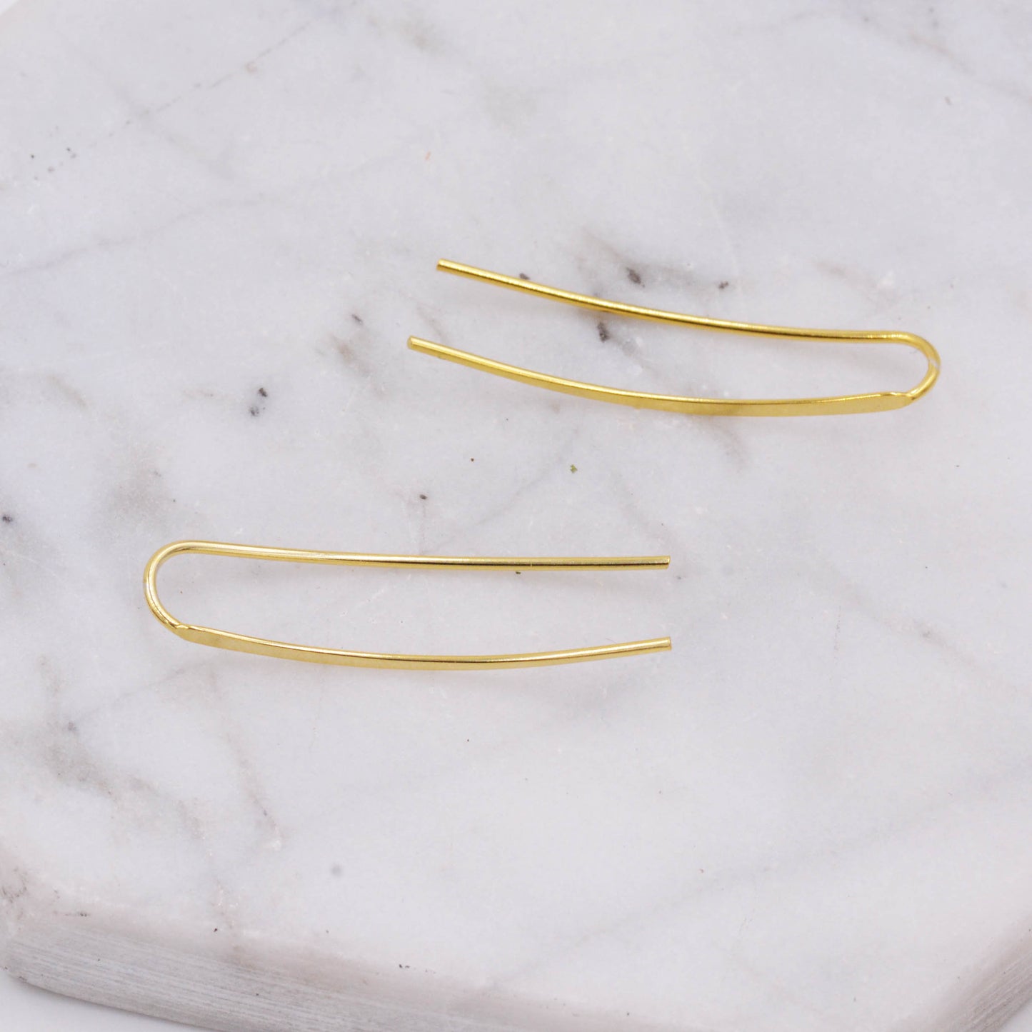 Sterling Silver Minimalist Bar Earrings Ear Climbers, Ear Crawlers, in Silver or Gold