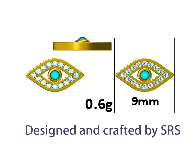 Sterling Silver Blue Opal Evil Eye Stud Earrings, Gold and Silver, Cute and Quirky Jewellery