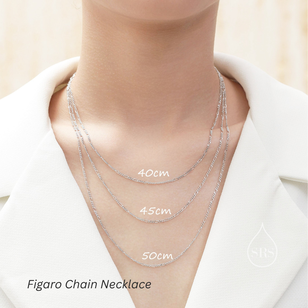 Minimalist Essential Chain Necklace – Sterling Silver Cable, Figaro, Paperclip or Curb Chain, Silver or Gold, Three Lengths