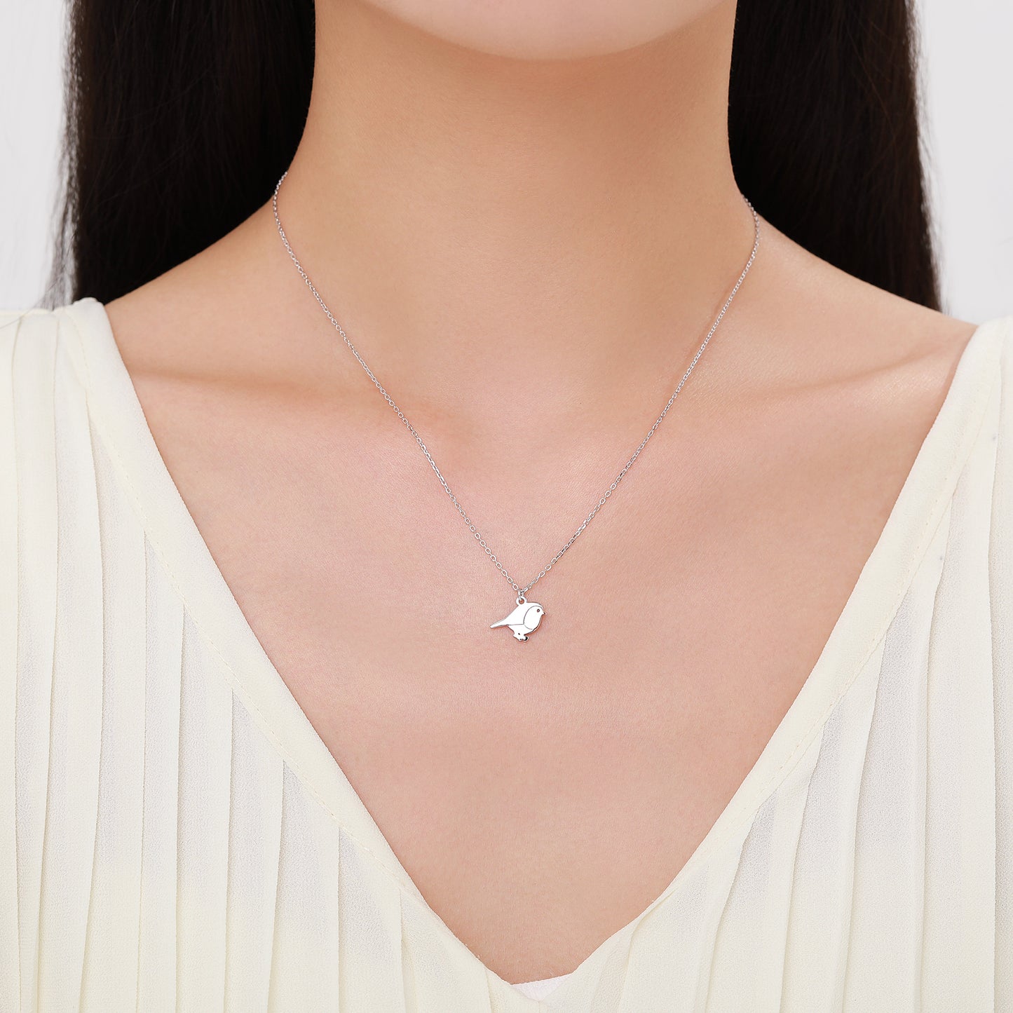 Robin Bird Drop Hook Earrings and Necklace in Sterling Silver, Silver Animal Jewellery, Nature Inspired Jewellery