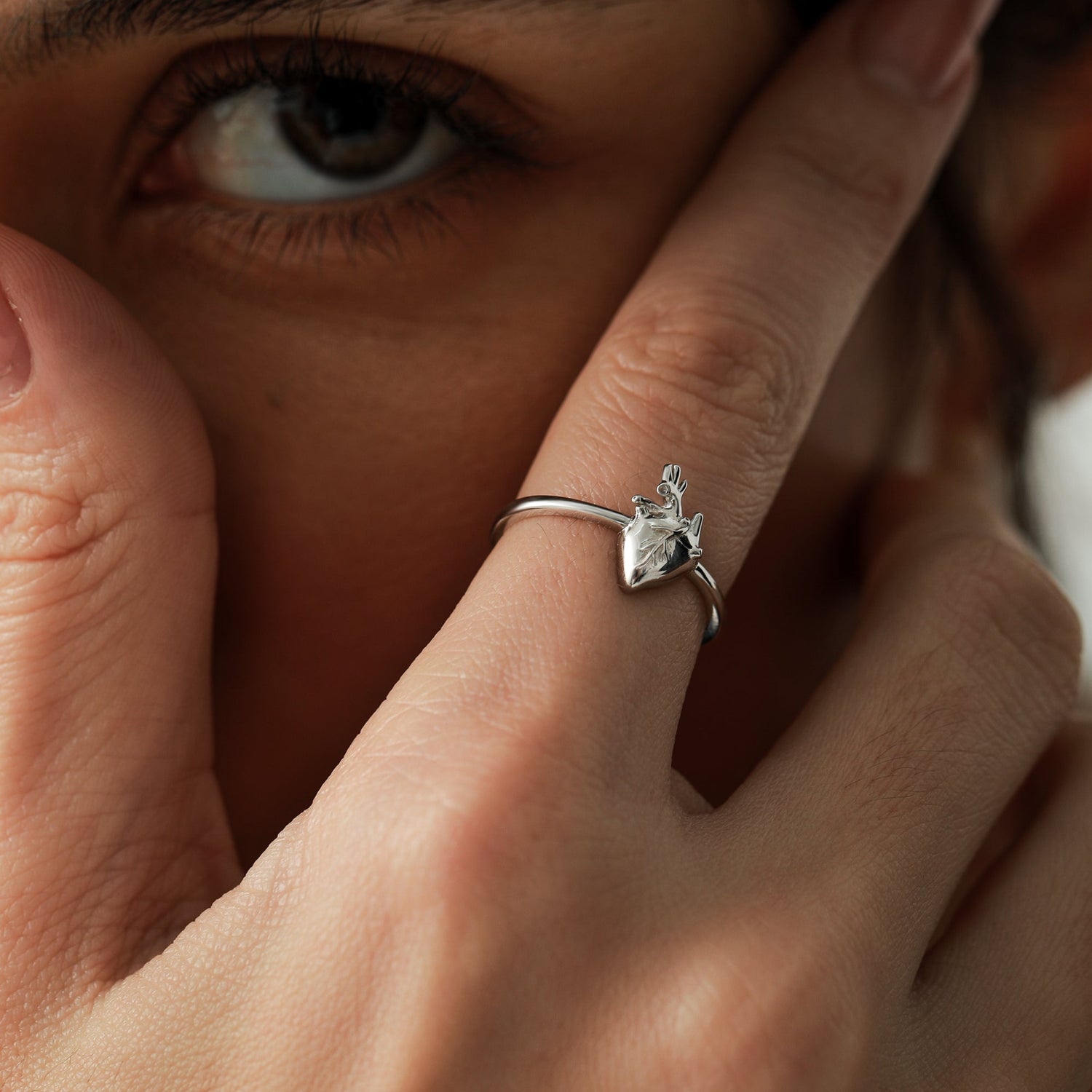 Gothic Style Anatomical Heart Motif Ring