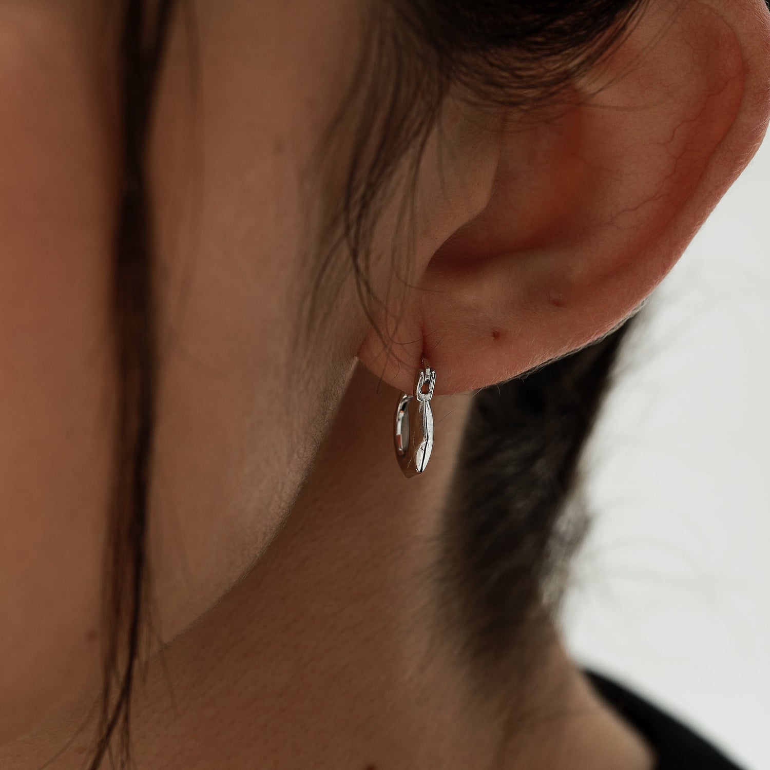 Geometric Faceted Huggie Hoops in Sterling Silver, Silver or Gold or Rose Gold,   Chunky Look but Light Weight