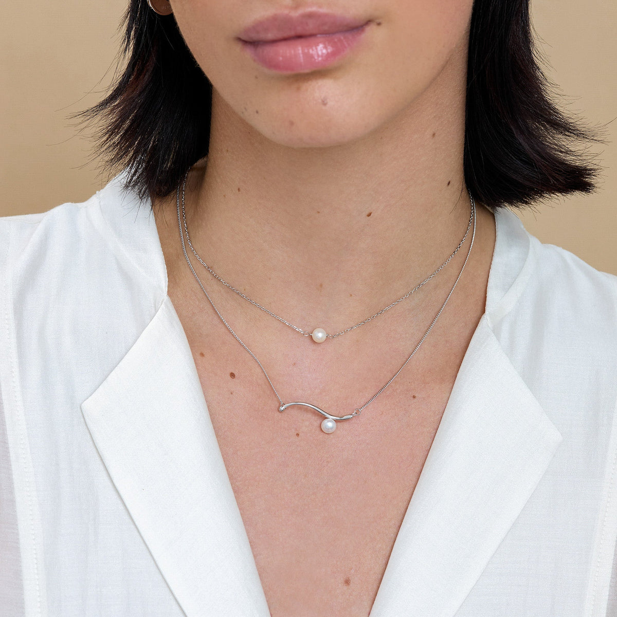 Freshwater Pearl Solitaire Chain Necklace