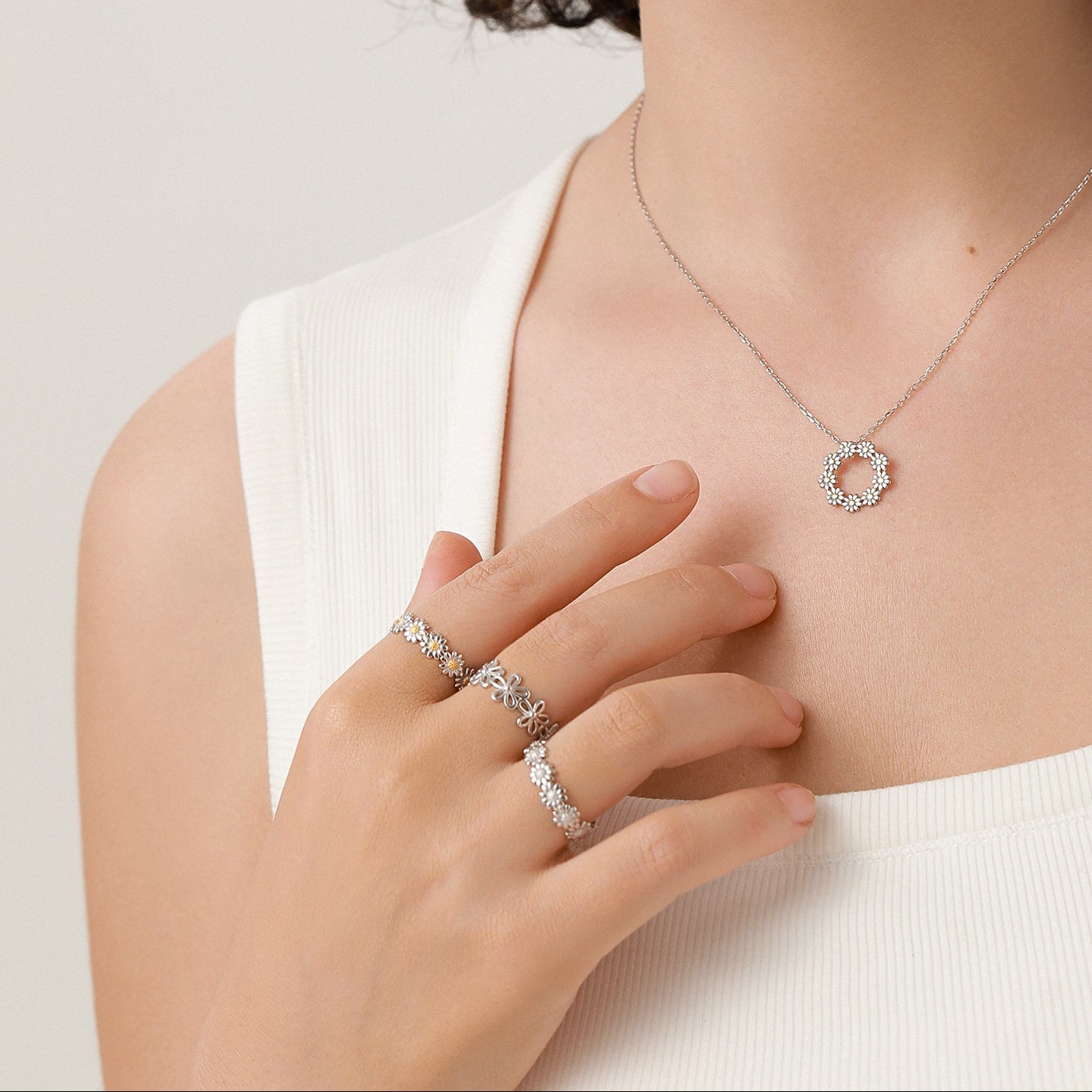 Forget-me-not Flower Infinity Stacking Ring