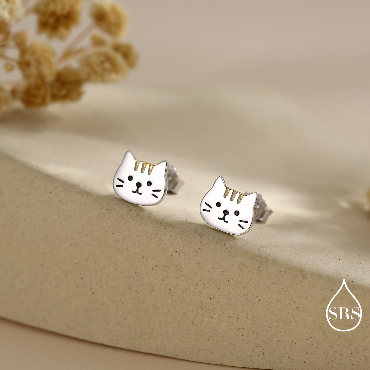 Orange Tabby Cat Stud Earrings and Necklace in Sterling Silver, Nature Inspired Jewellery, Ginger Tabby, Nature Inspired Animal Jewellery