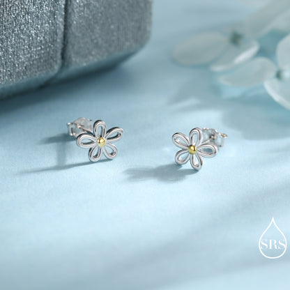 Dainty Forget-me-not Flower Stud Earrings and Necklace in Sterling Silver - Floral Blossom Flower - Nature Inspired