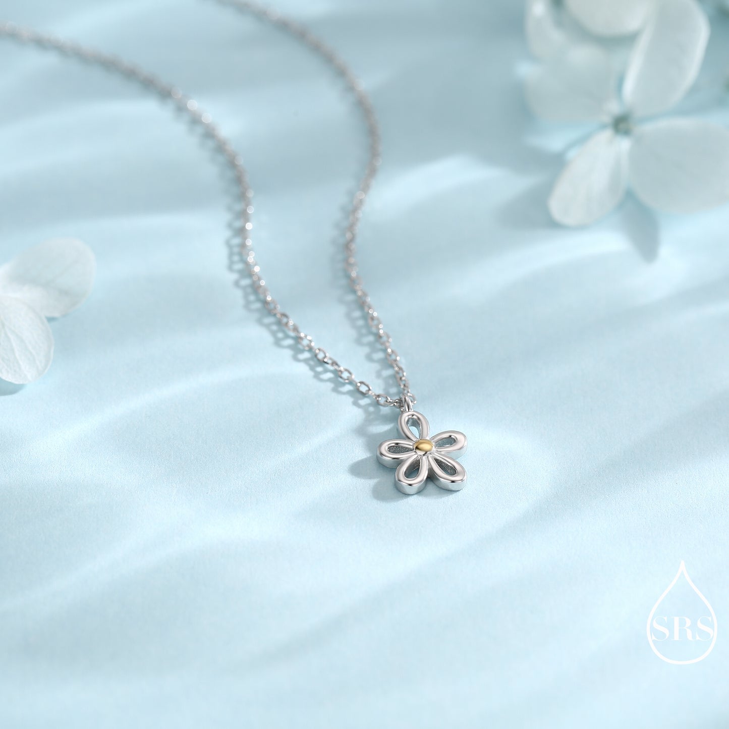 Dainty Forget-me-not Flower Stud Earrings and Necklace in Sterling Silver - Floral Blossom Flower - Nature Inspired