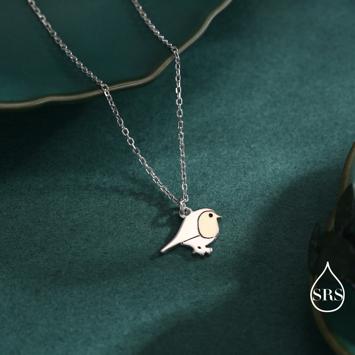 Robin Bird Drop Hook Earrings and Necklace in Sterling Silver, Silver Animal Jewellery, Nature Inspired Jewellery