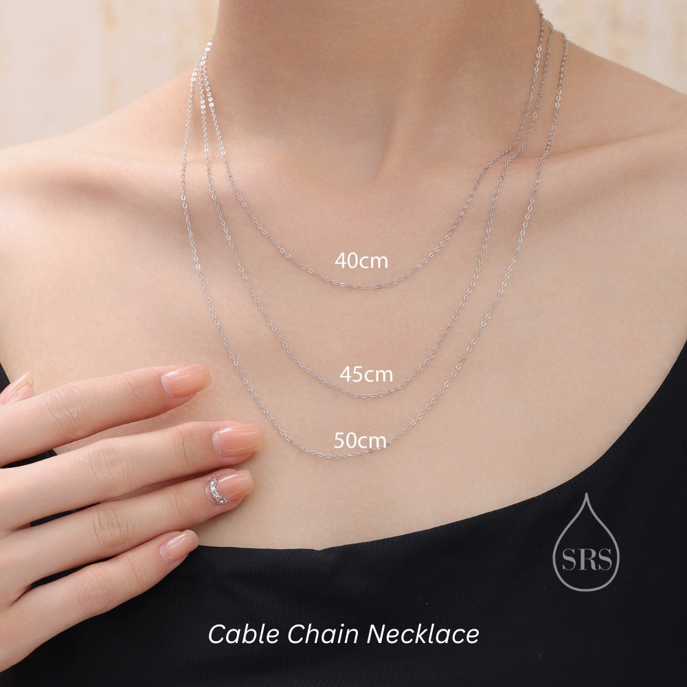 Minimalist Essential Chain Necklace – Sterling Silver Cable, Figaro, Paperclip or Curb Chain, Silver or Gold, Three Lengths