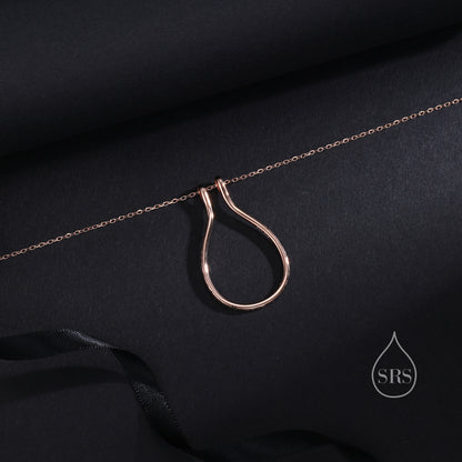 UK Only Item. Hammered Teardrop Minimalist Necklace in Sterling Silver, Silver or Gold or Rose gold, Geometric Pendant Necklace. Ring Holder Necklace