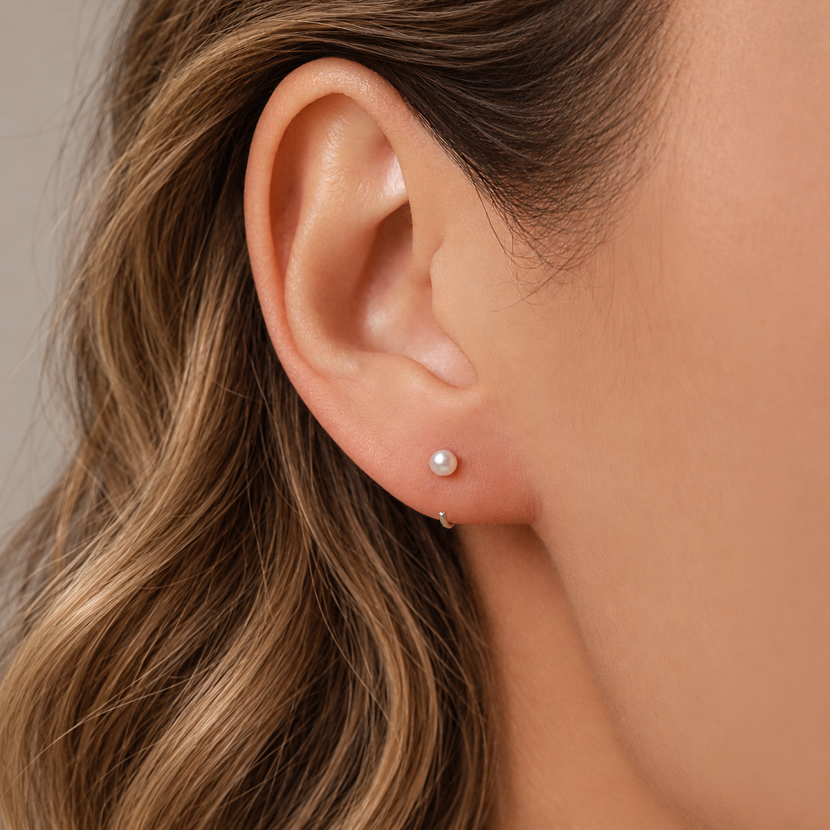 Sterling Silver Natural Pearl Open Hoop Earrings