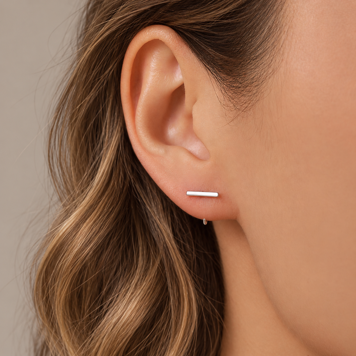 Sterling Silver Bar Open Hoop Earrings
