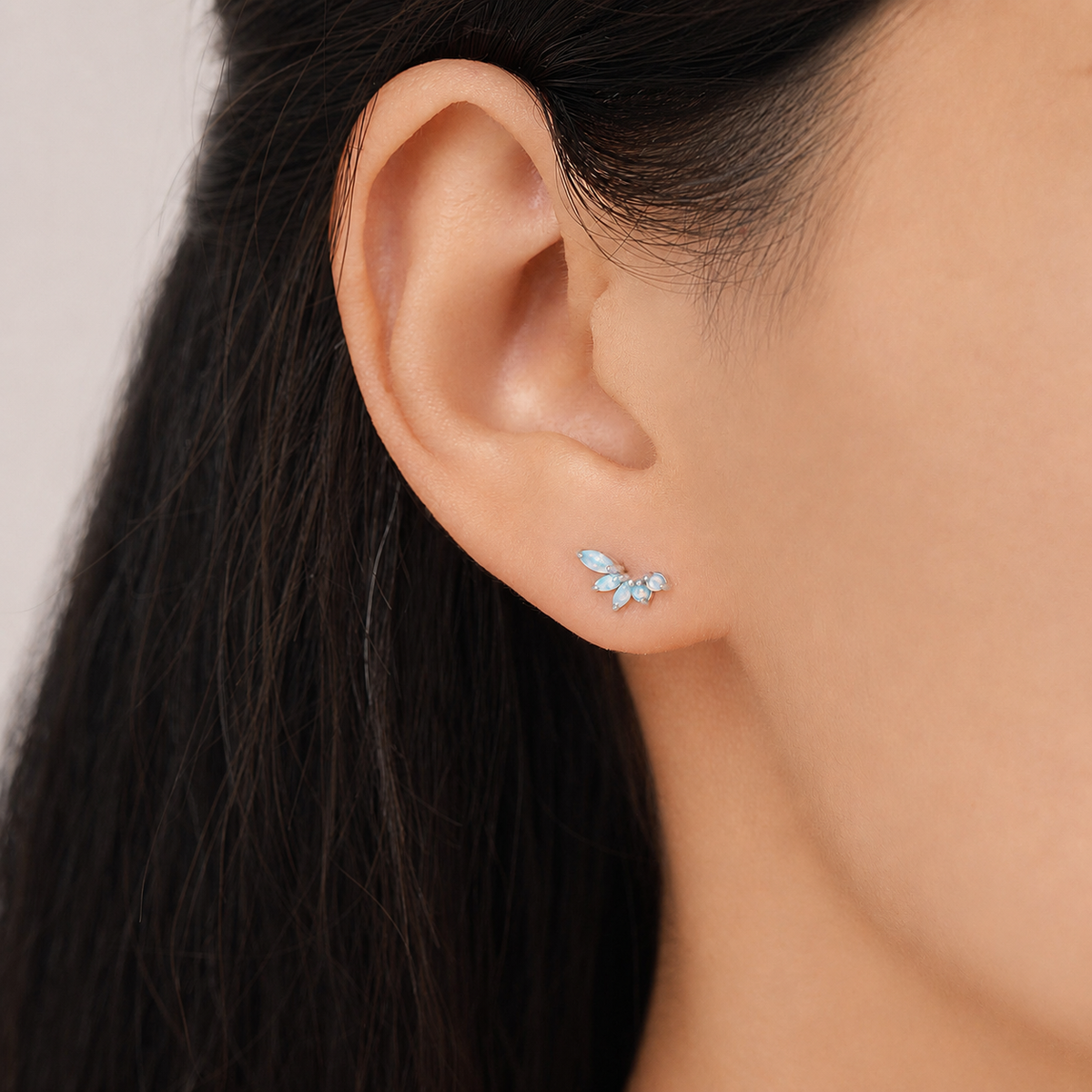 Green Opal Marquise Cluster Stud Earrings