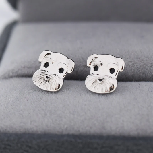 Schnauzer Dog Stud Earrings in Sterling Silver, Dog Earrings, Animal Earrings, Pet Lover